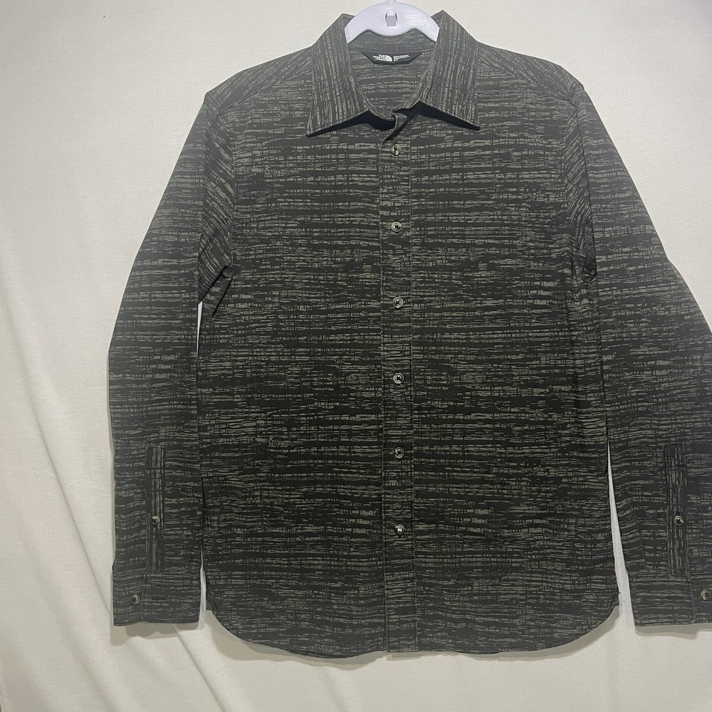 The North Face Long Sleeve Button Down Grey Black Shirt Size Small